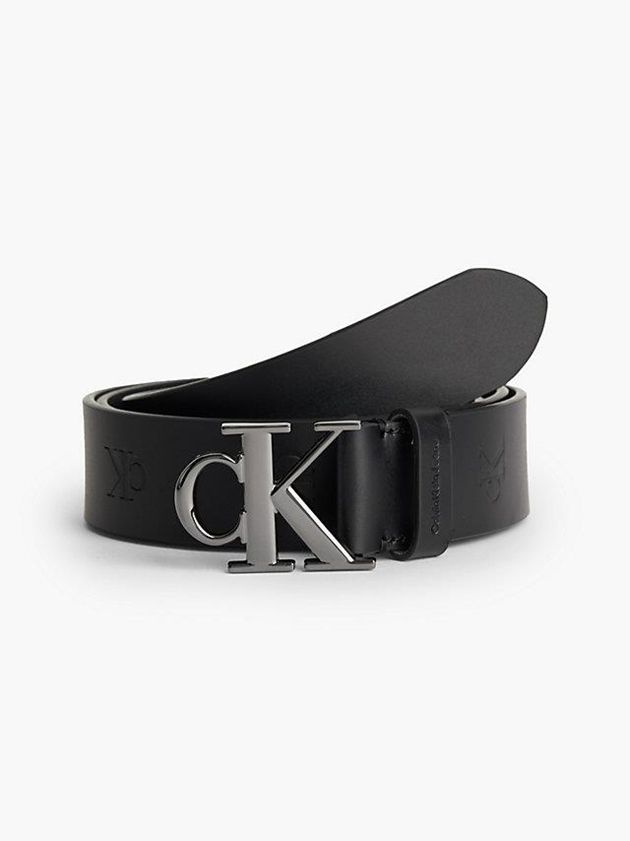 Calvin Klein USA Leather Logo Mens Belt Black 3921647-EC